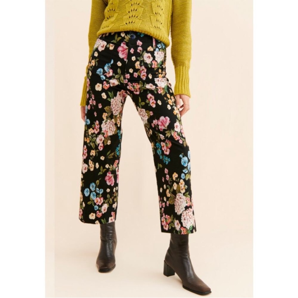 Anthropologie Maeve The Collette High Rise Wide Leg Stretch Cropped Pant - Picture 2 of 8